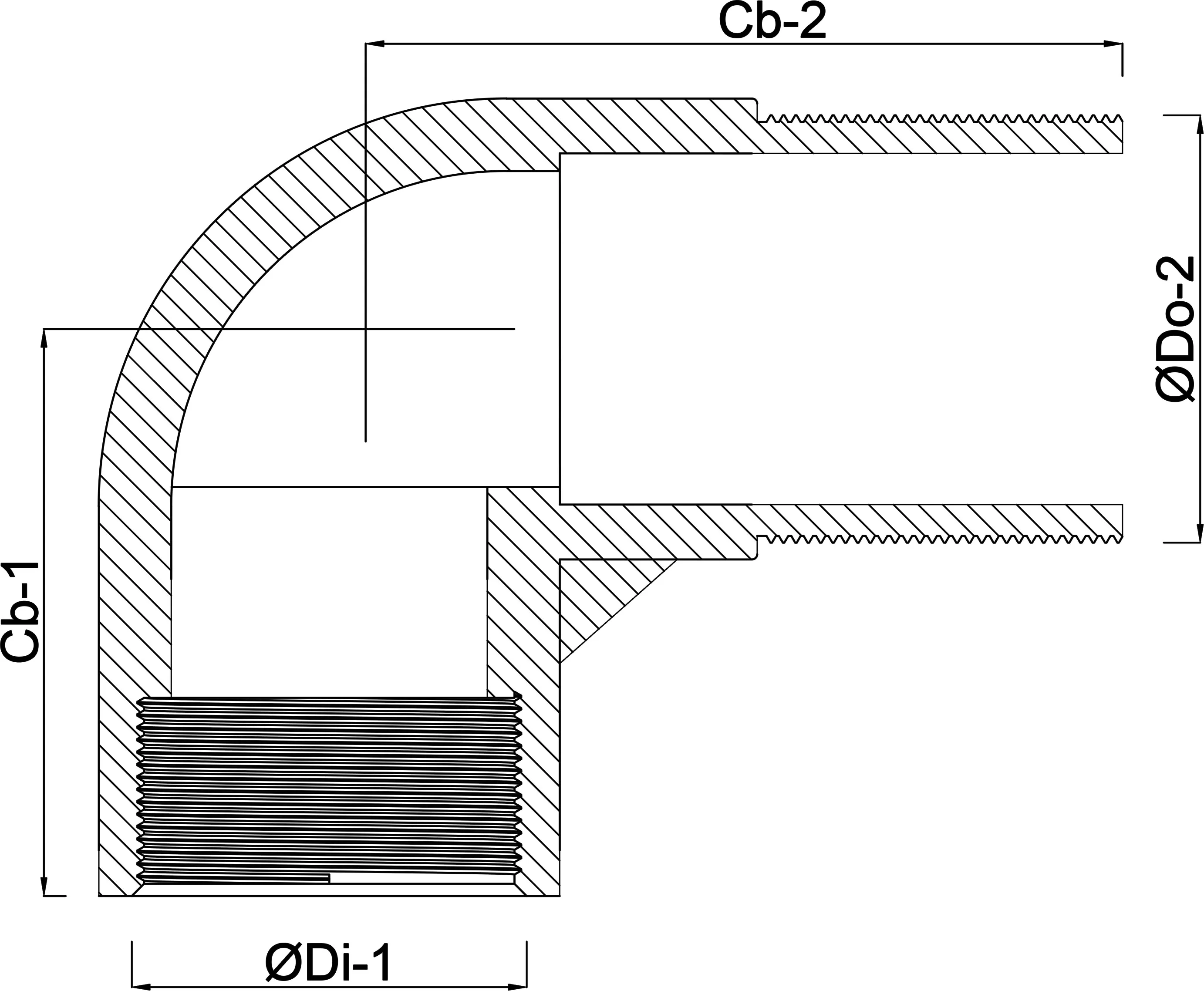 Profec Nr. 1 Bend 90° cast iron galvanised 1" female thread x male thread 25bar DVGW