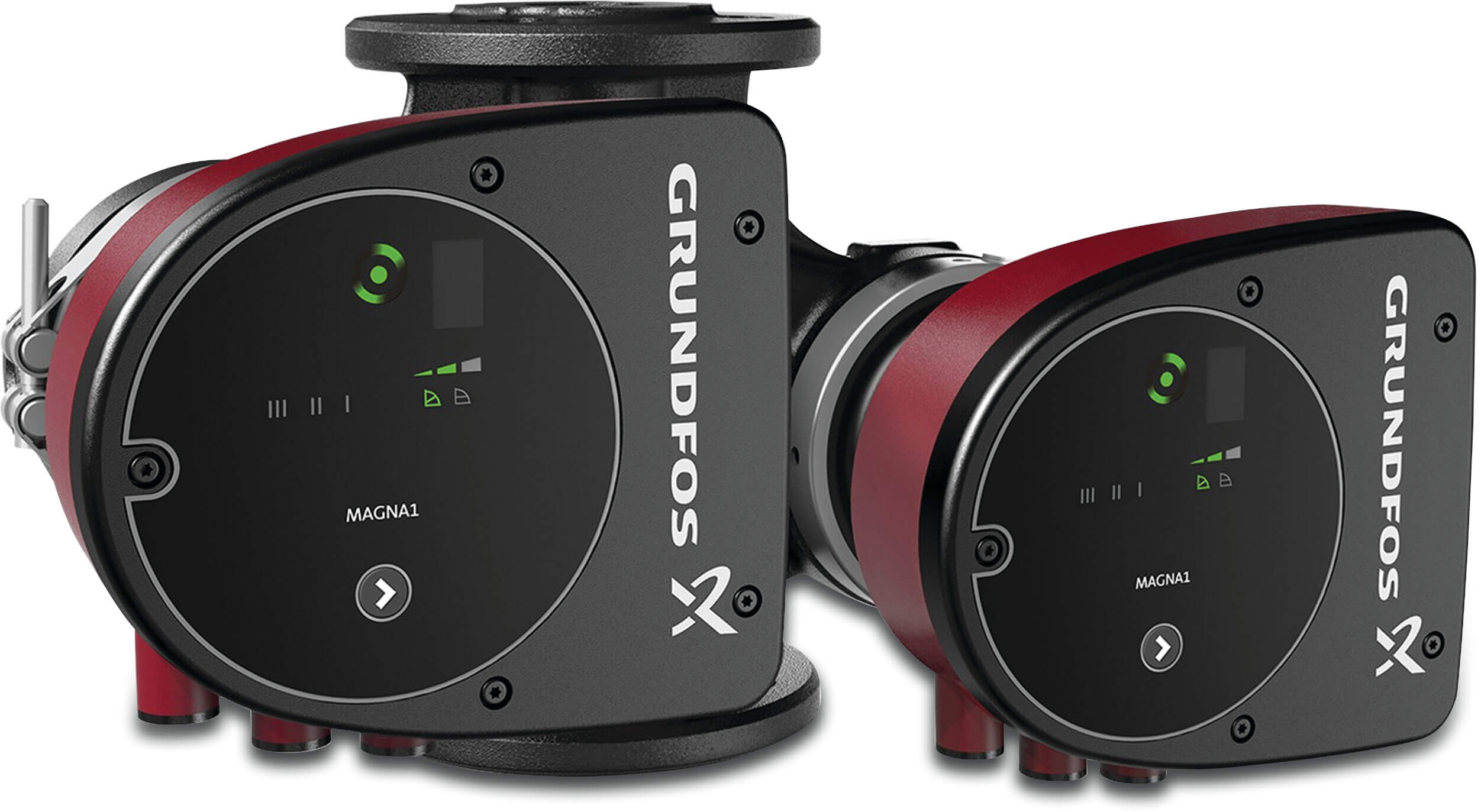 Grundfos Variable speed twin head circulator cast iron DN40 DIN flange 1.7A 230VAC type Magna1 D 40-100F