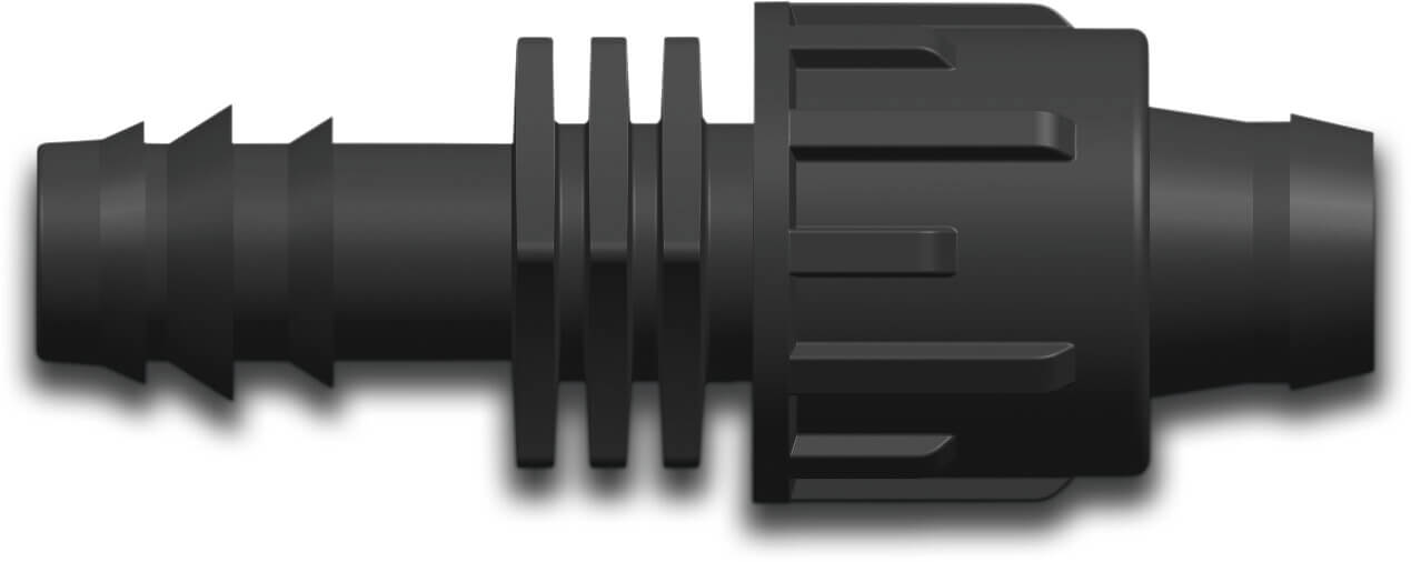 Barbed adaptor socket PP 6 bar barbed x tape black