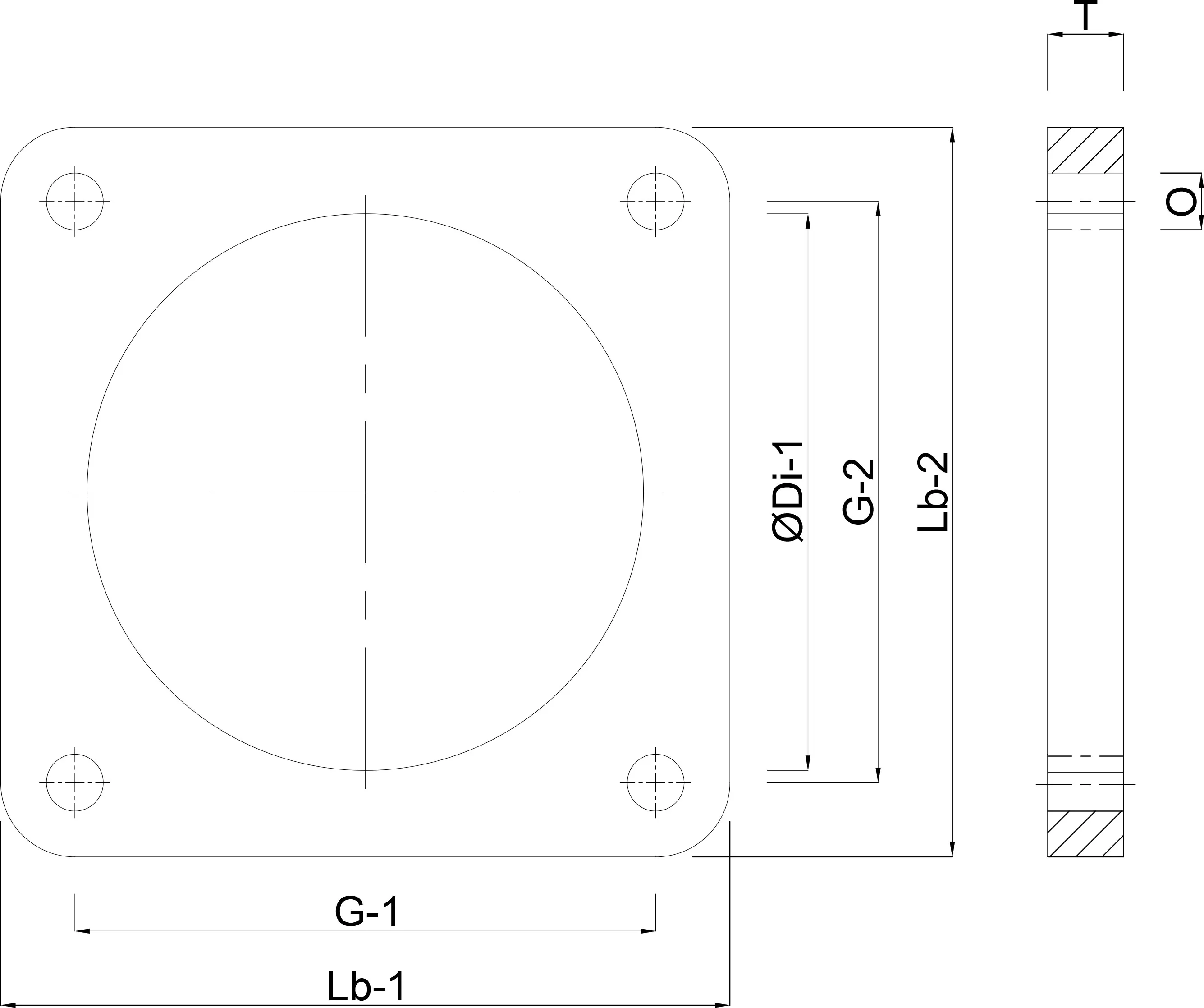 Flange adaptor steel 8" square flange x butt welding black