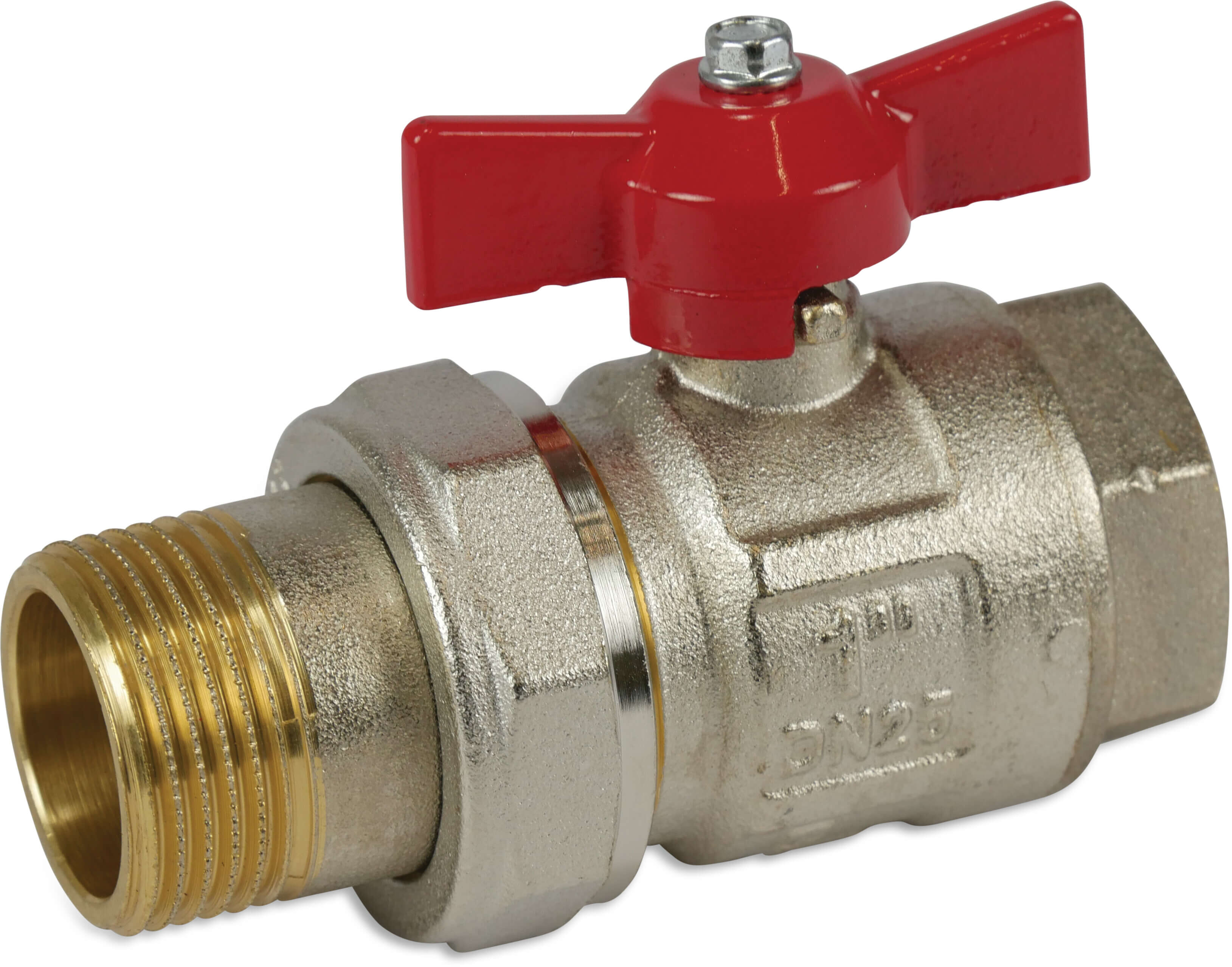 Itap Ball valve brass nickel plated 1/2" female thread x male threaded nut 50bar type 098