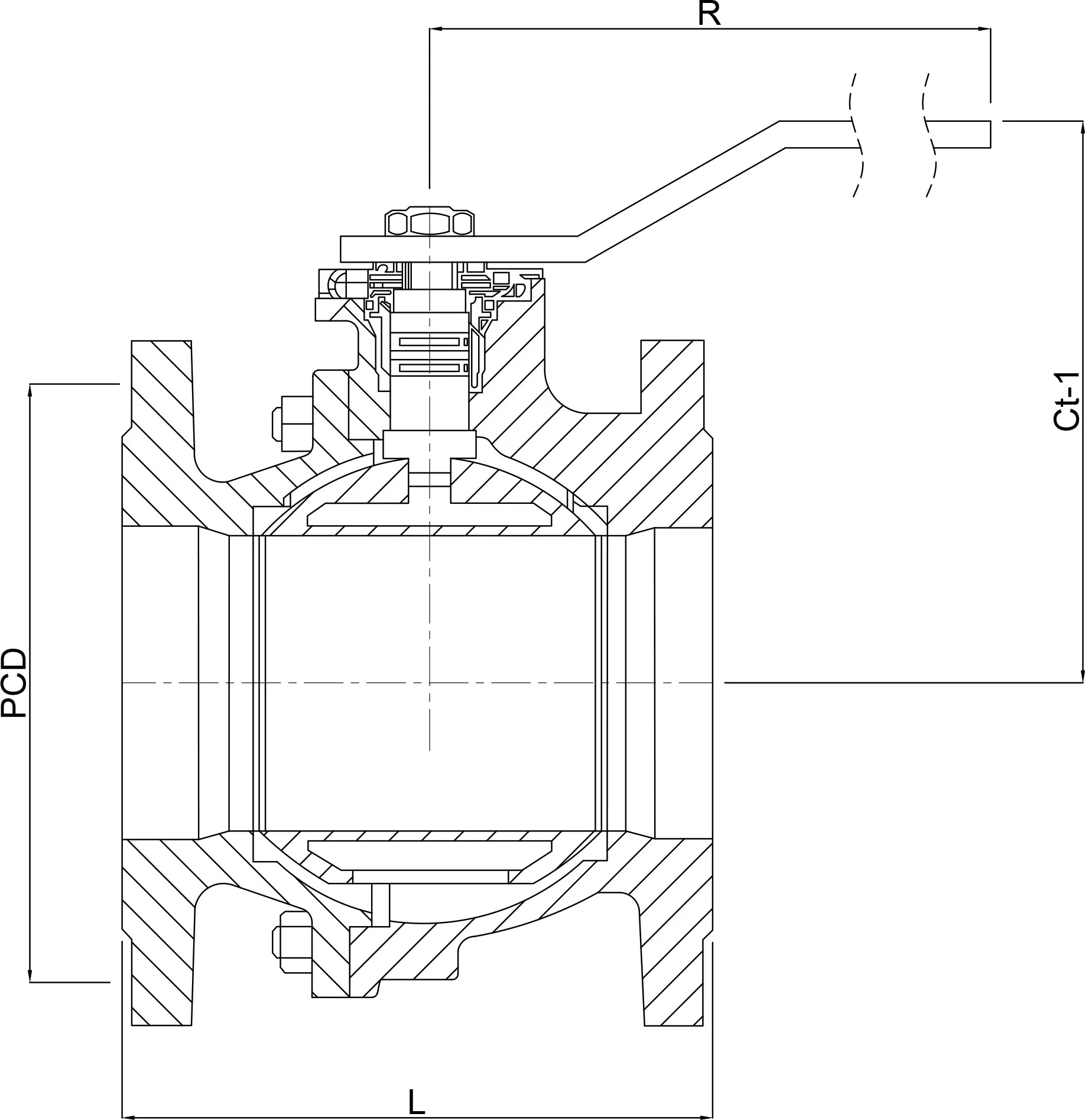 Profec Ball valve ductile cast iron GGG40 varnished DN100 DIN flange 16bar blue PN10/16