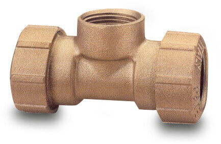 Itap Adaptor T-piece 90° brass 50 mm x 1 1/2" x 50 mm compression x female thread x compression 16bar DVGW type 035