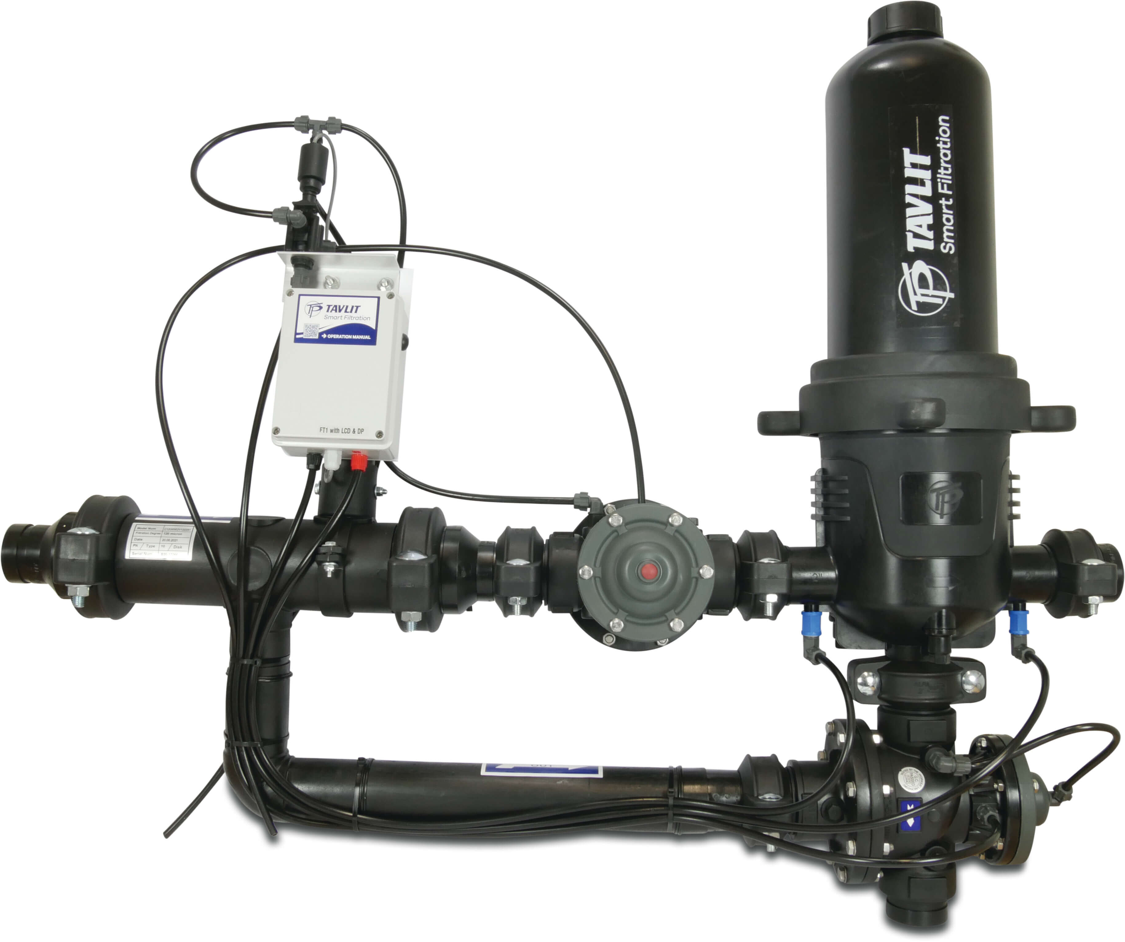 Tavlit Automatisk filter station fiberglasforstærket nylon 2" 10bar 105mikron disk 9-12VDC latch sort type TADSA Stand Alone