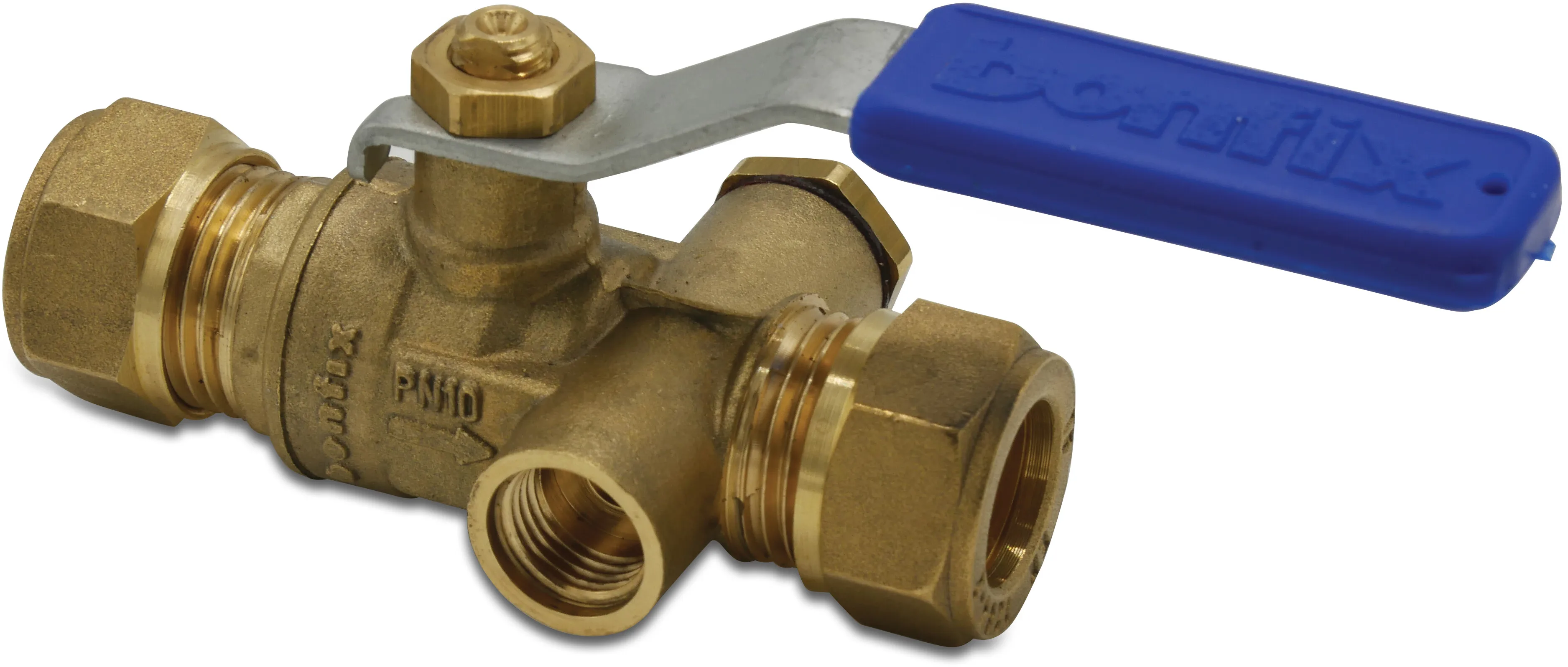 Bonfix Stopcock brass 12 mm compression 10bar KIWA