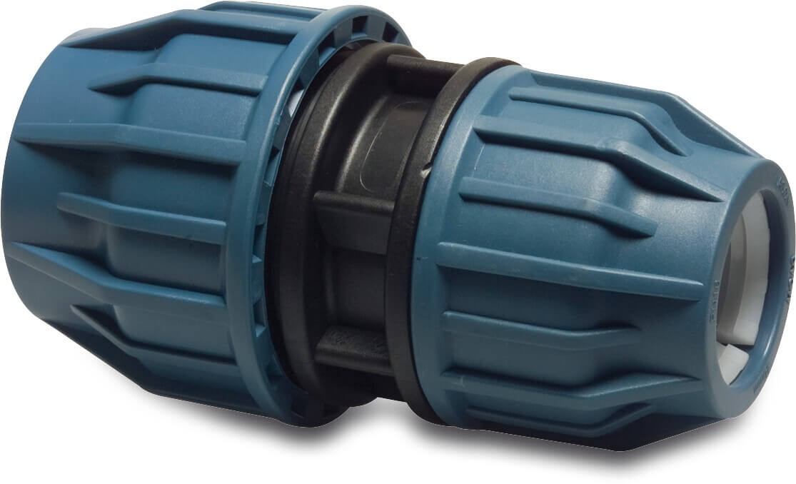 Jason Reducing coupler PP 50 mm x 32 mm compression 16bar black/blue DVGW/KIWA/WRAS/SVGW P1