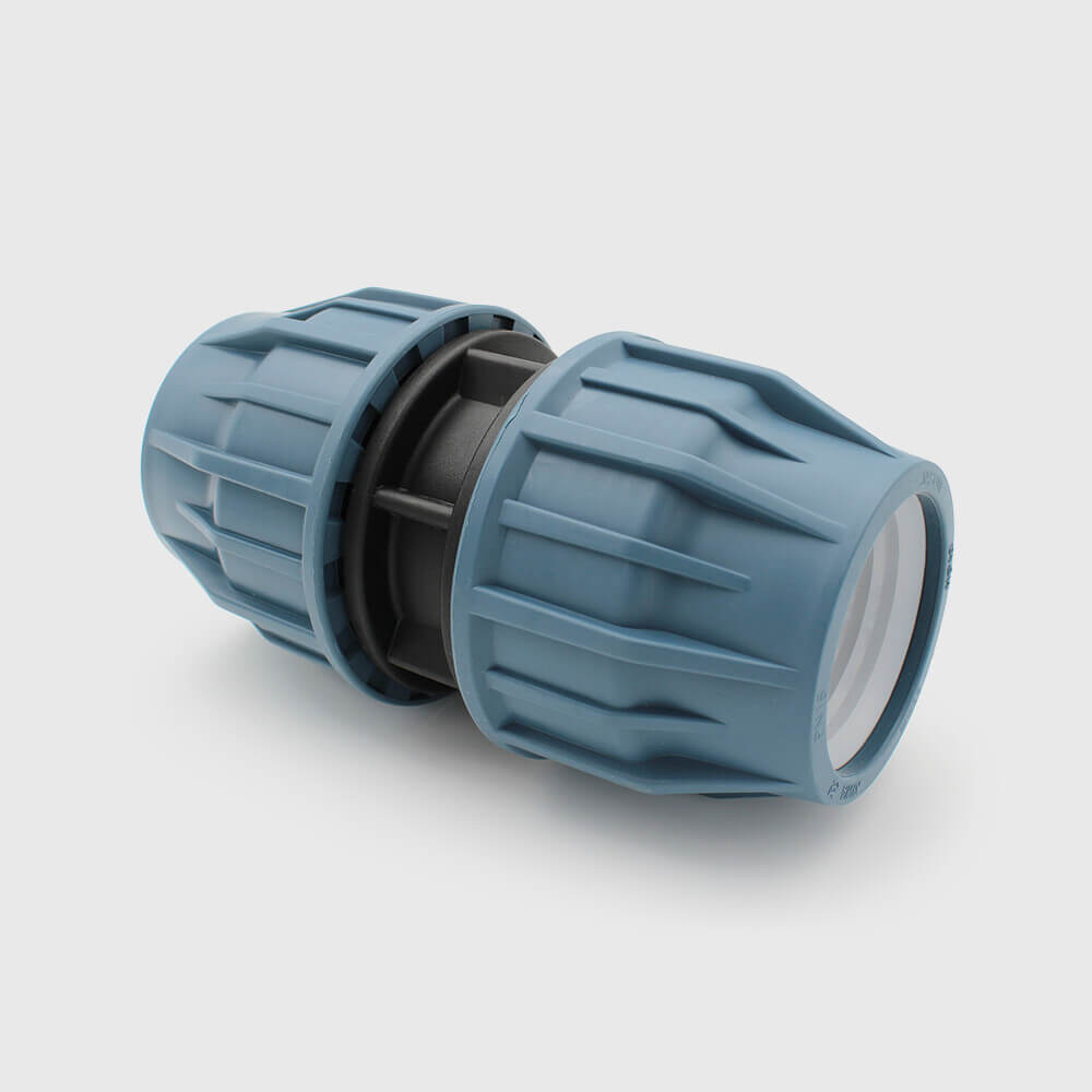 Jason Koppeling PP 40 mm knel 16bar zwart/blauw DVGW/KIWA/WRAS/SVGW