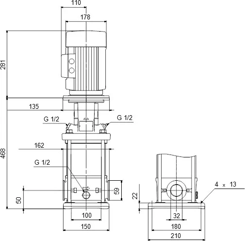 Grundfos Meertraps centrifugaalpomp RVS 1 1/4" 3,15A 400VAC type CRI 5-9 A CA I V HQQV