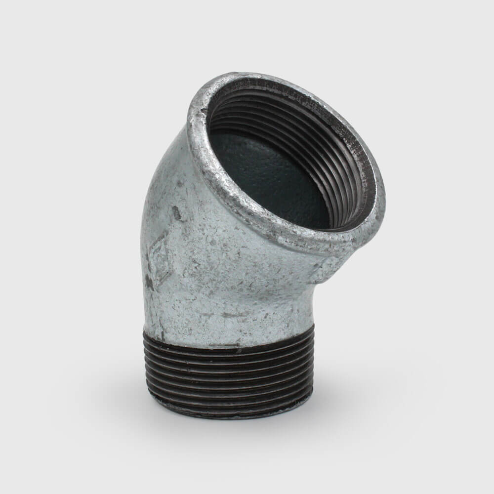 Profec Nr. 121 Coude 45° fonte galvanisé 1 1/4" filetage femelle x filetage mâle 25bar DVGW