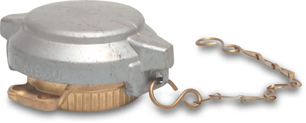 Tanker coupler cap brass DN80 x 3" male part TW x female thread with aluminium lid type VK + MB