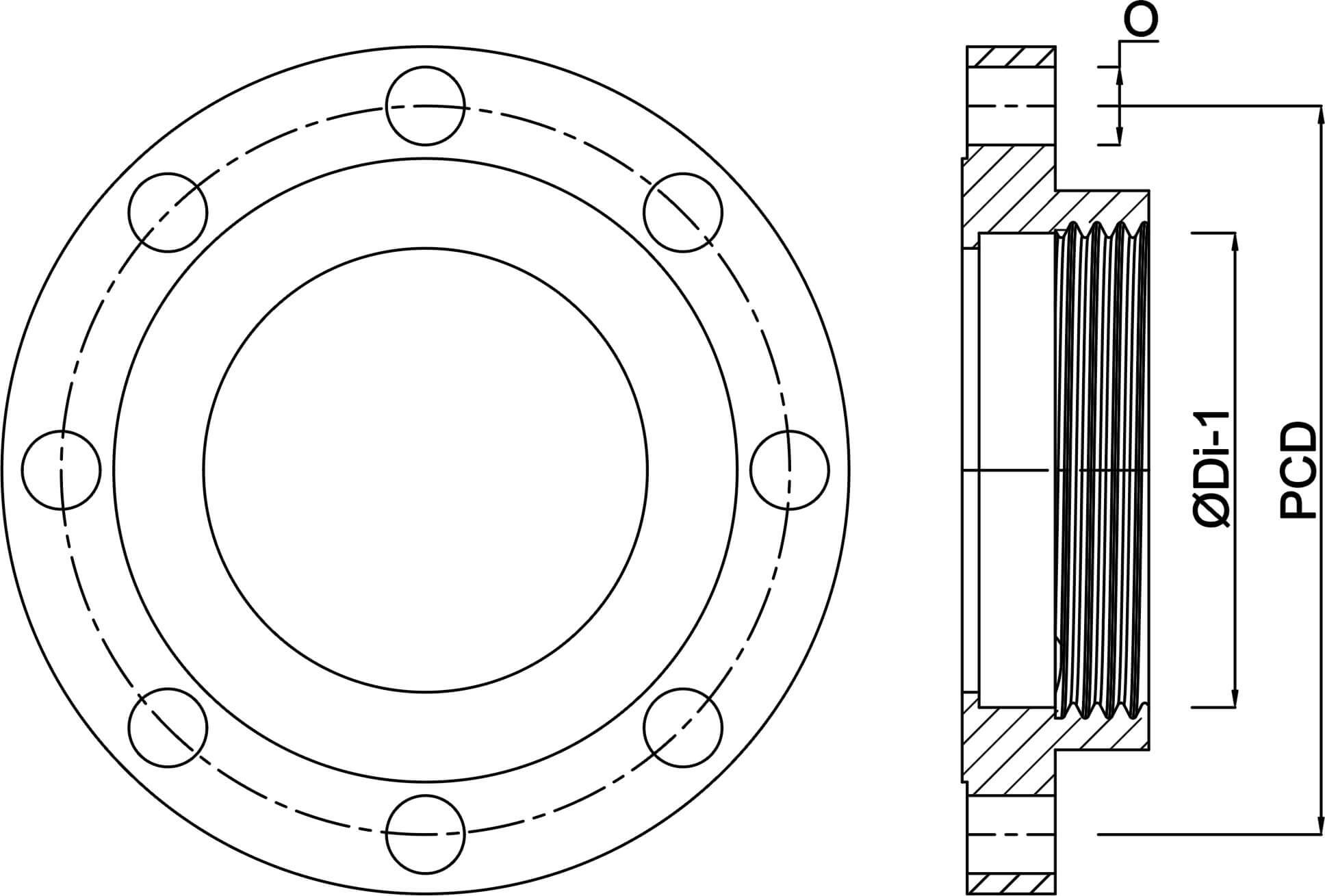 Profec Flange threaded steel zinc plated DN150 x 6" DIN flange x female thread DN150 PN10/16