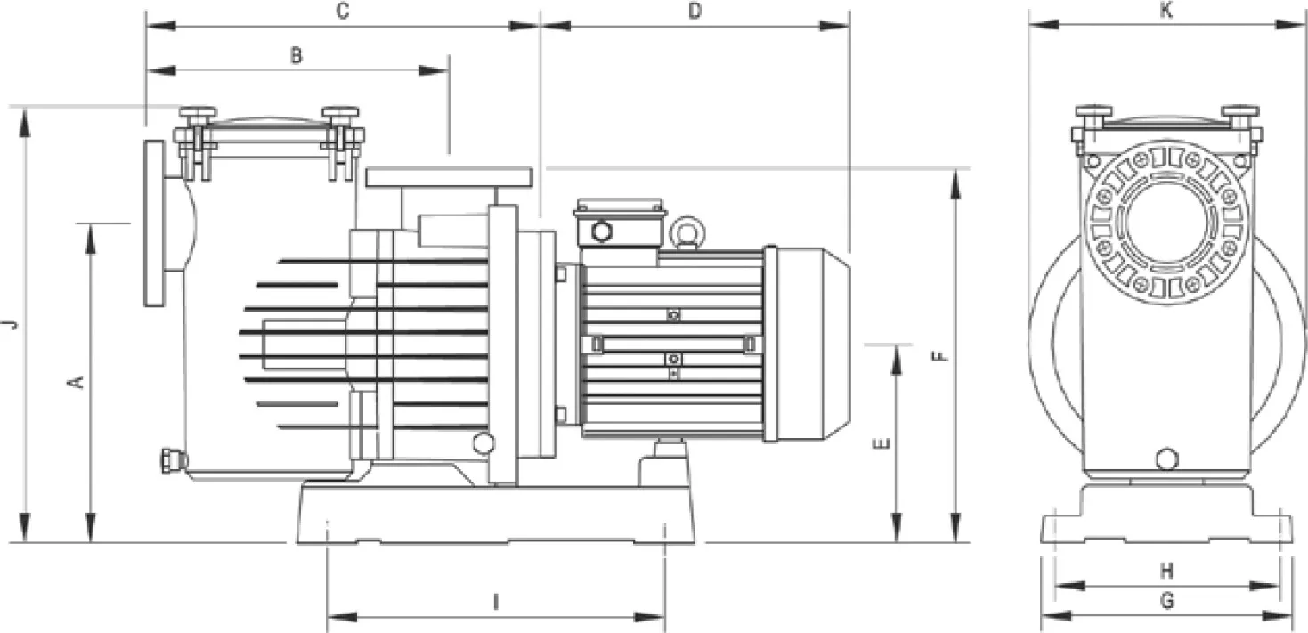 DAB High Flow centrifugal pool pump glasvezel versterkt PP DN100 flens 6.9A 400VAC zwart type Europro 400T