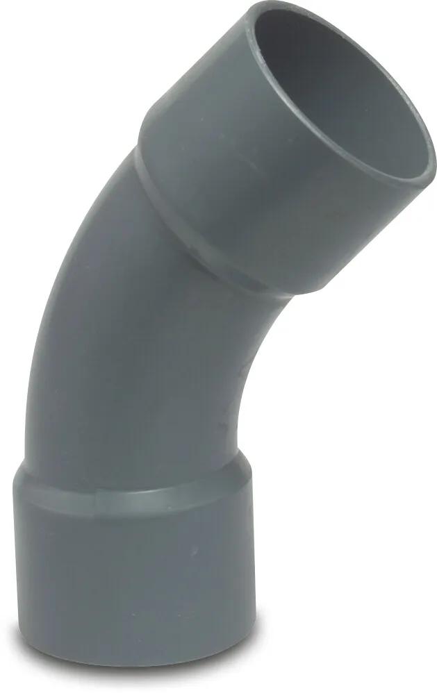 Profec Long bend 45° PVC-U 280 mm glue socket 10bar grey type made from tubing