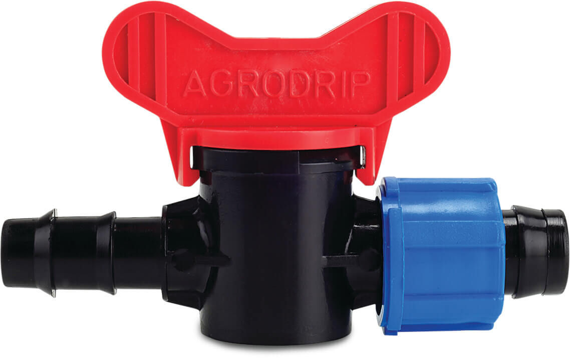 Zawór mini PP 17 mm x 20 mm taśma x karbowane czarny