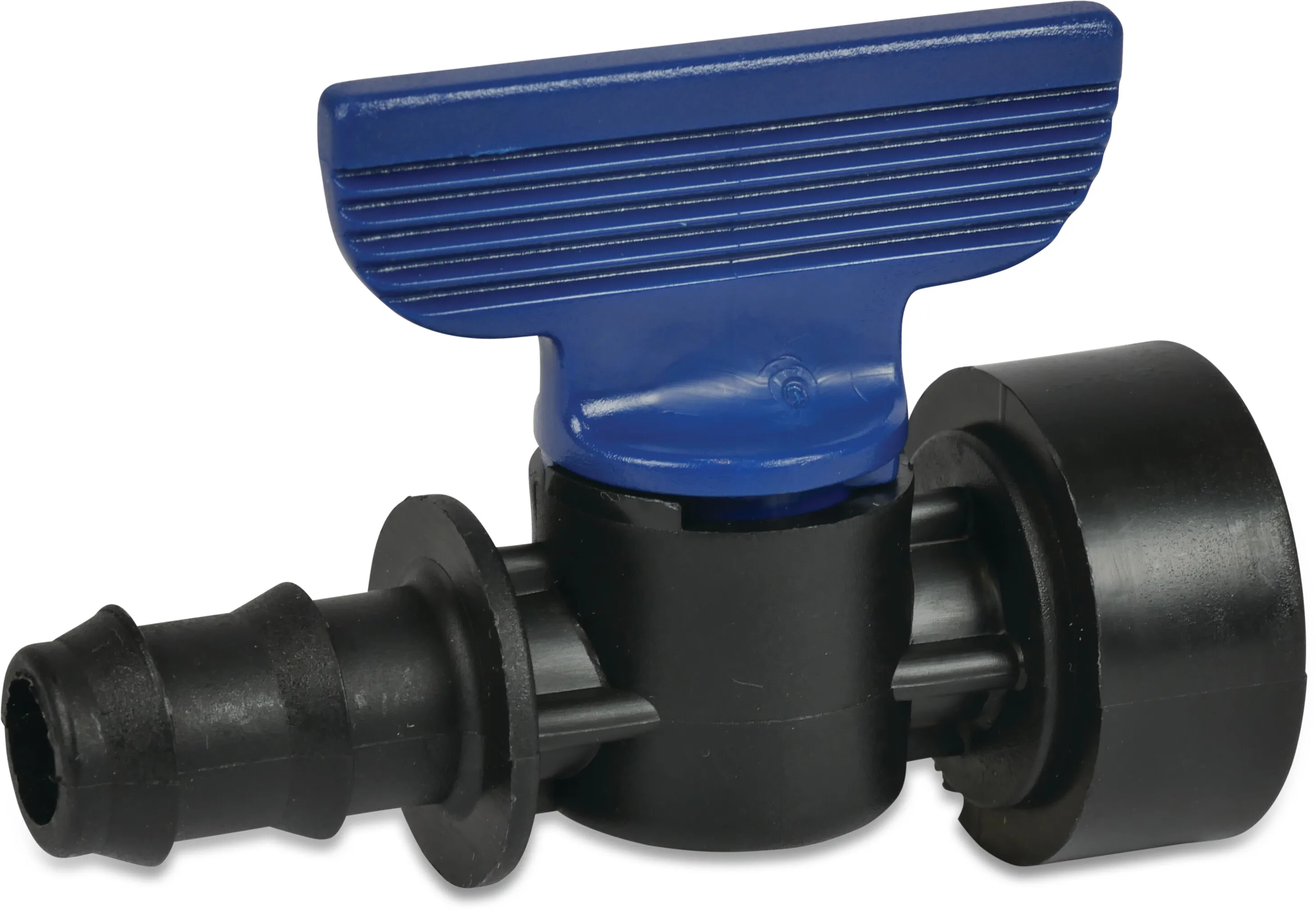 Plug valve PP 16 mm x 3/4" barbed x female thread 6bar black