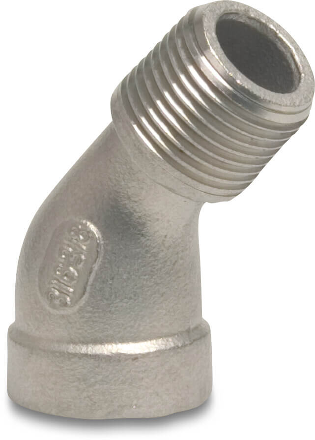 Profec Nr. 121 Knie 45° RVS 316 1/4" binnendraad x buitendraad 10bar