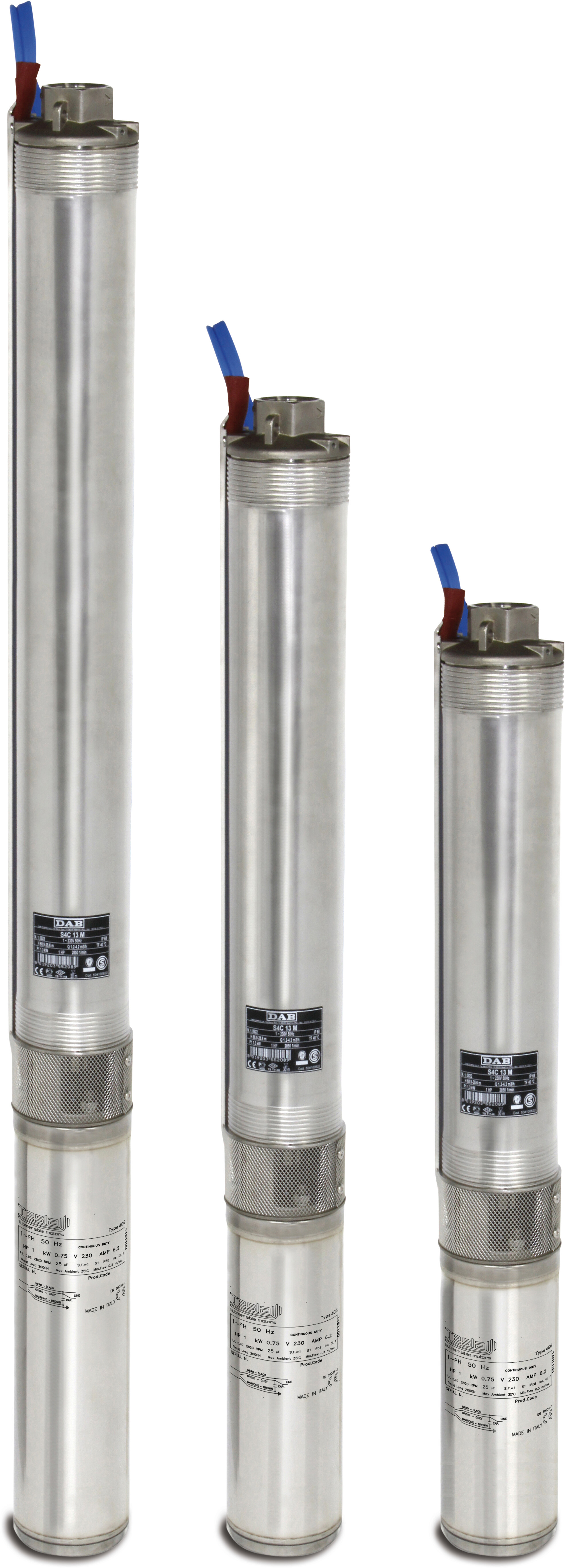 DAB Brunnenpumpe Edelstahl 304 1 1/4" Innengewinde 3,6A 400VAC mit 40m Kabel Typ S4 KIT 3/19