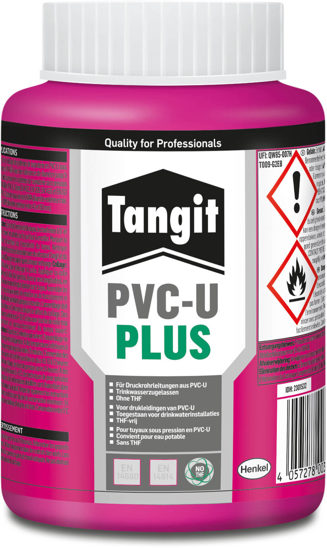 Tangit PVC-Kleber 500g mit Pensel Typ Plus THF free Label DE/NL/FR