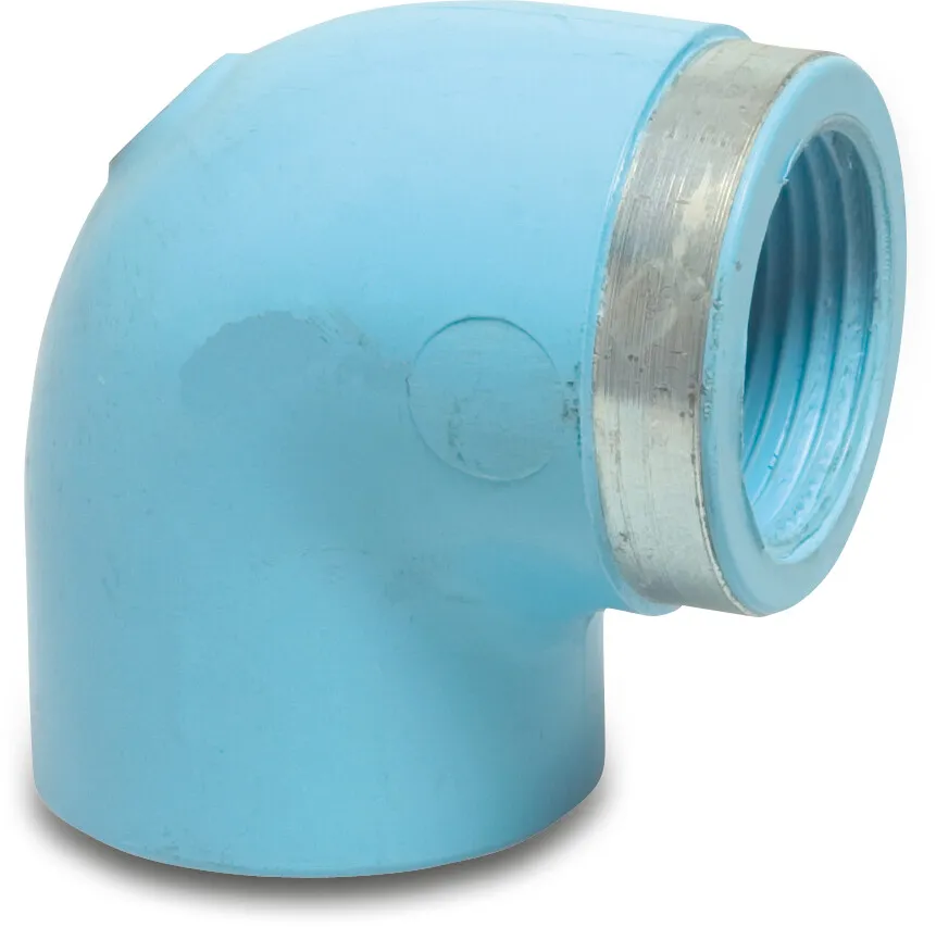 Coude à 90° PVR 16 mm x 3/8" collage femelle x filetage femelle 12,5bar bleu type renforcement