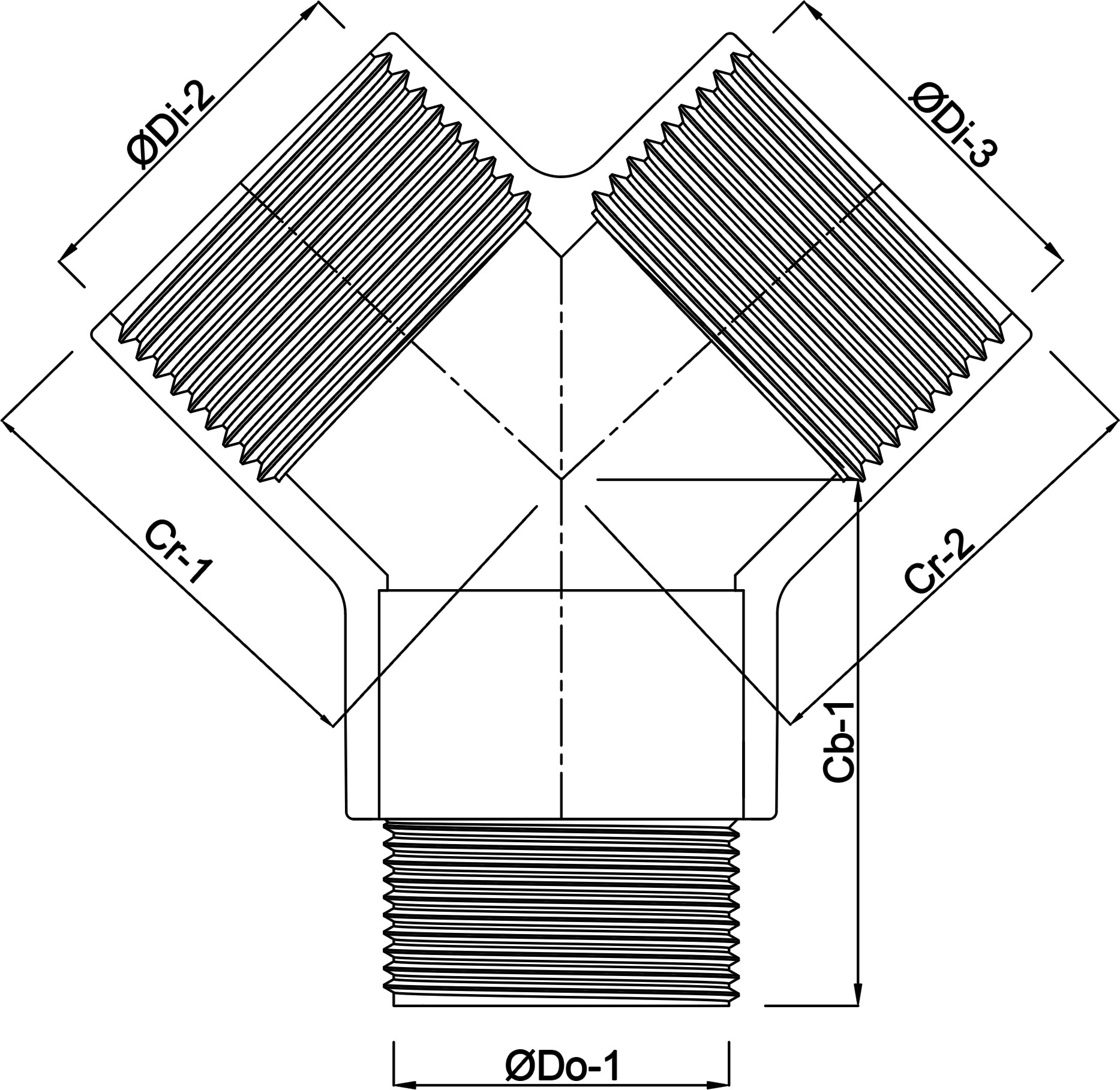 Profec Nr. 220 Pièce en Y laiton 1/2" filetage femelle x filetage mâle x filetage femelle 30bar