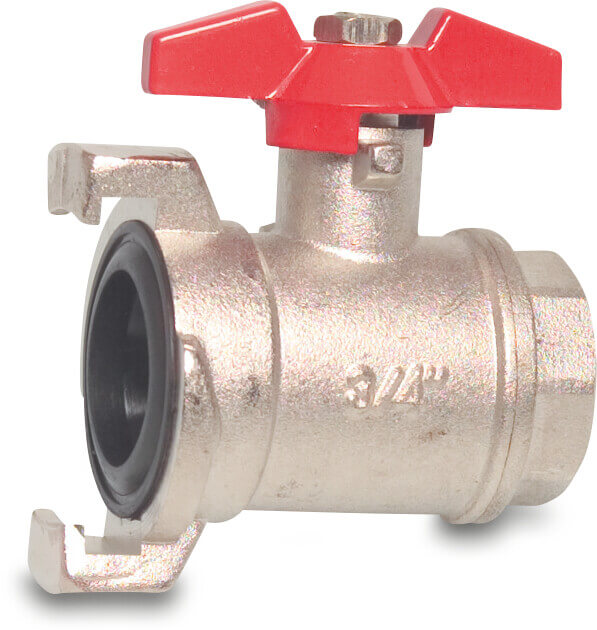 Profec Ball valve brass nickel plated 1" female thread x quick coupler CD 40 12bar type 590