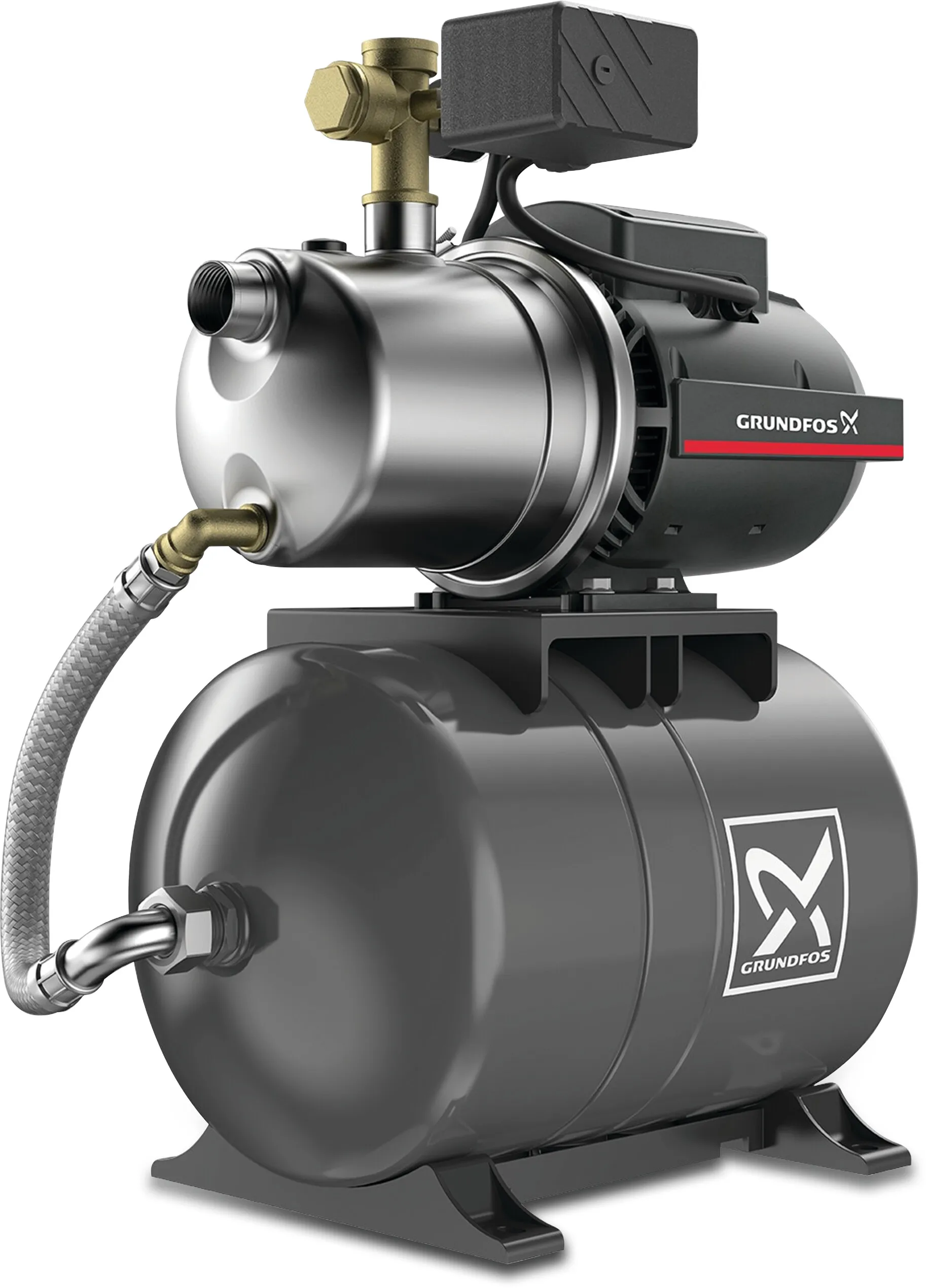 Grundfos Zestaw samozasysającej pompy do podnoszenia ciśnienia stal nierdzewna 1" GW 230VAC typ JP4-47 Horizontal