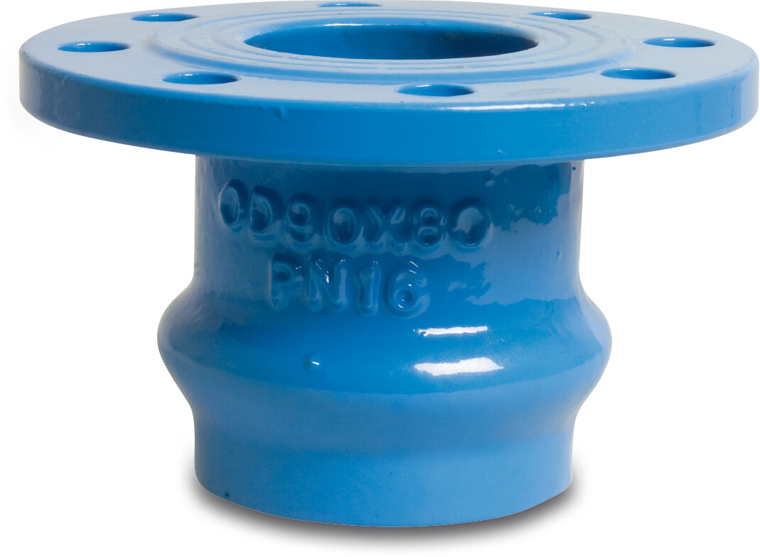 Profec Flangeovergang duktilt jern (GGG40) epoxy belægning 110 mm x DN100 tætningsring x DIN flange 10bar DN100 blå PN10/16 type E-KS