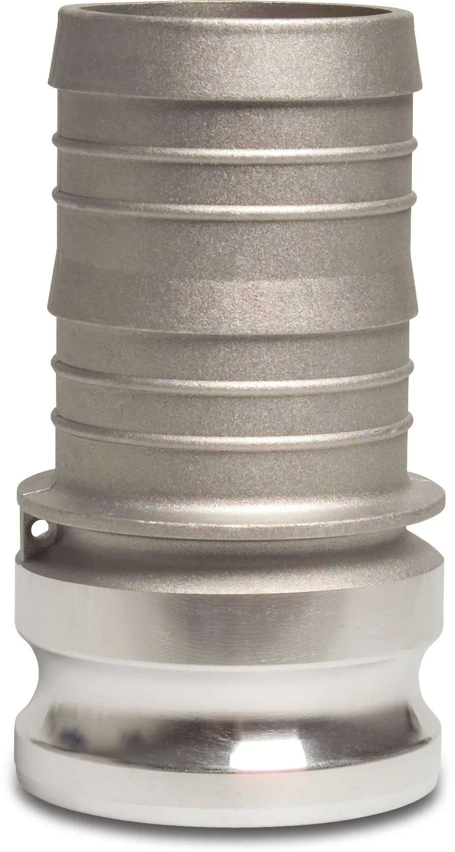 Quick coupler aluminium 4" x 100 mm male part Camlock x hose tail 6bar type Camlock E