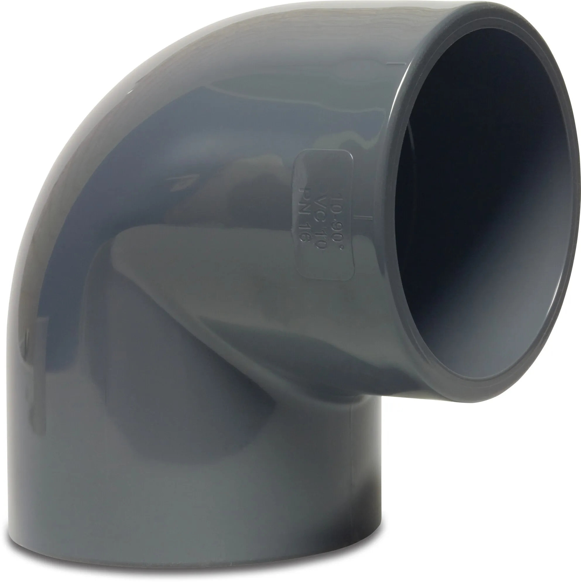Winkel 90° PVC-U 63 mm Klebemuffe 16bar Grau L1