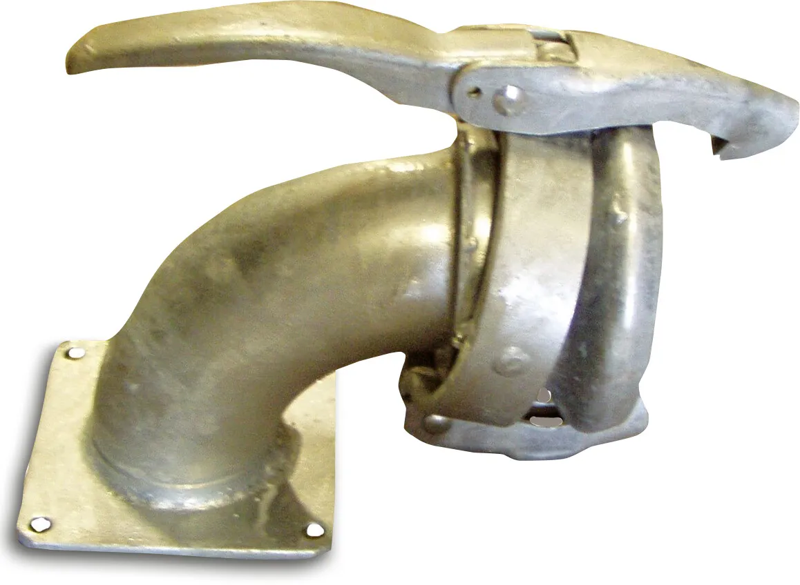 Quick coupler bend 90° steel galvanised 159 mm x 4" female part Perrot x square flange type Perrot