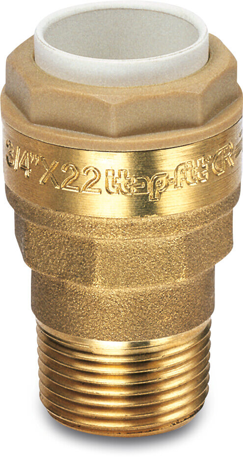 Itap Adaptor socket brass 1/2" x 15 mm push-in x male thread 20bar type 615