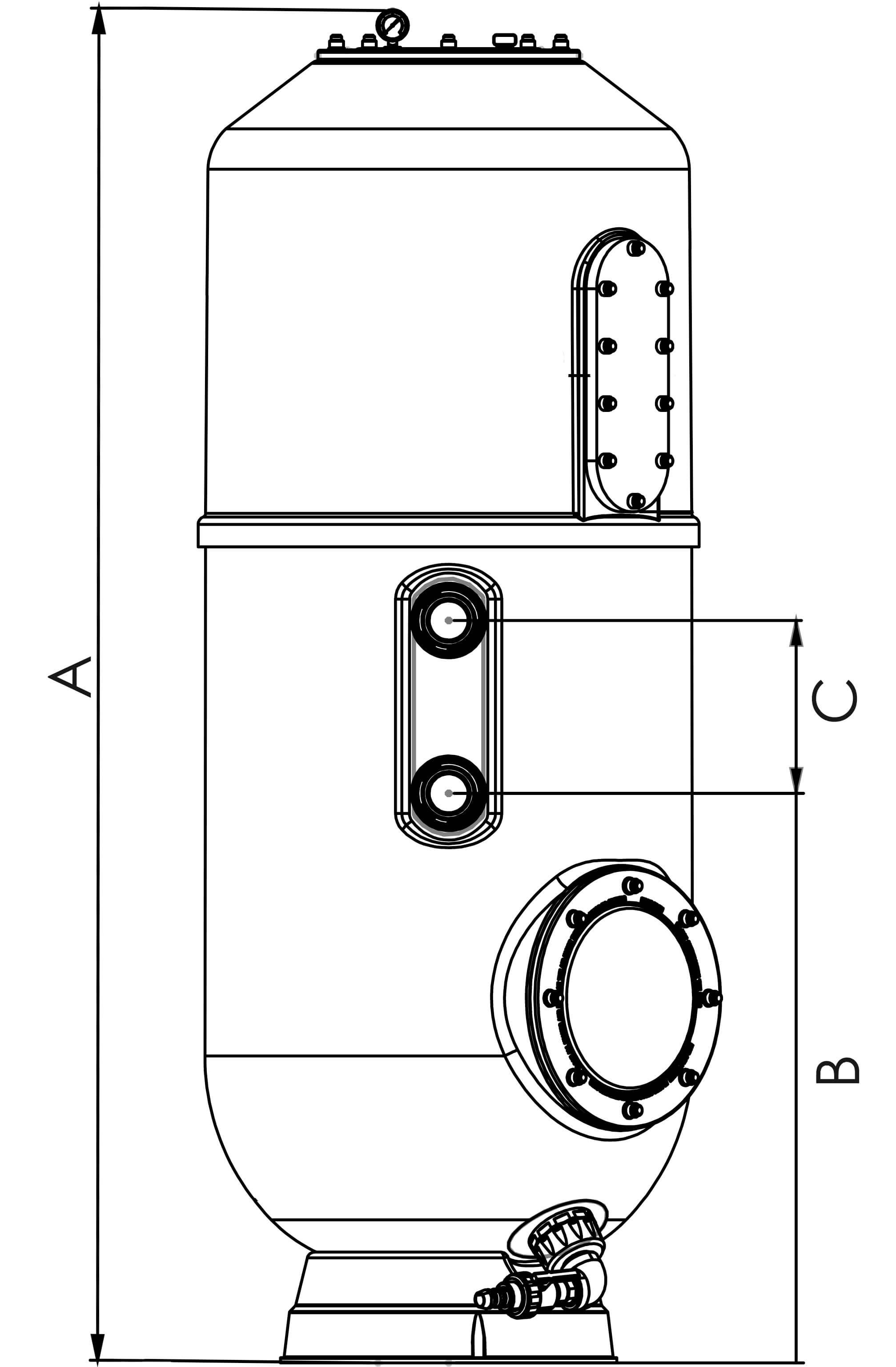 Norsup Hochschicht Filter Polyester glasfaserverstärkt 2" Klebemuffe Grau Typ Pro 650
