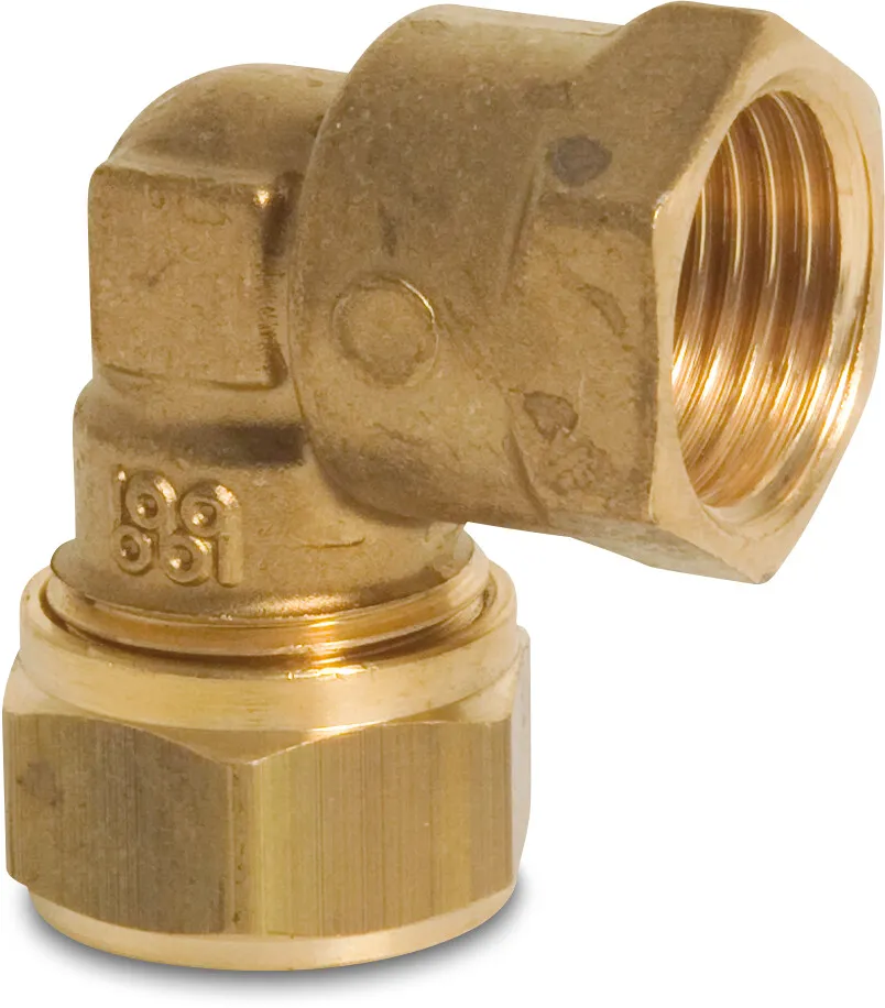 Winkel 90° Messing 28 mm x 1" Klemm x Innengewinde KIWA/GASTEC S1