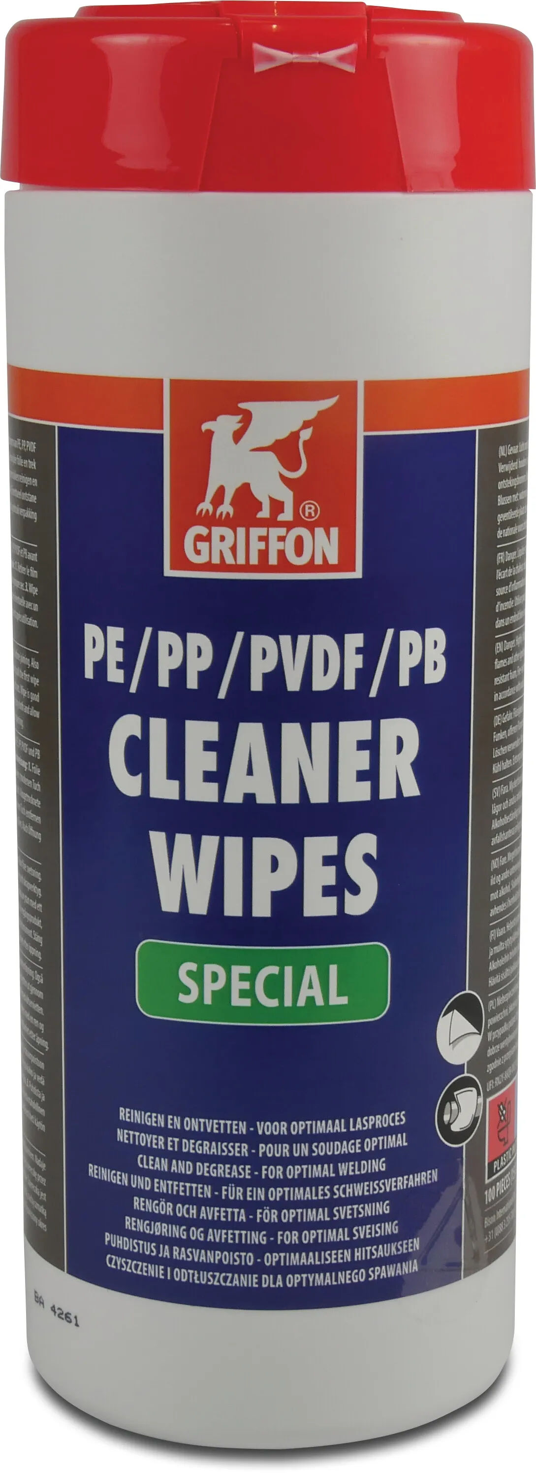 Griffon Cleaning wipes for PE/PP/PVDF/PB KIWA type NL/FR/EN/DE/SV/NO/FI/PL