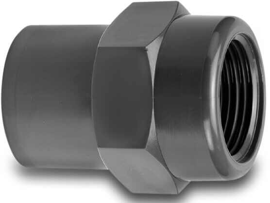 VDL Adaptor socket PVC-U glue socket/glue spigot x female thread grey