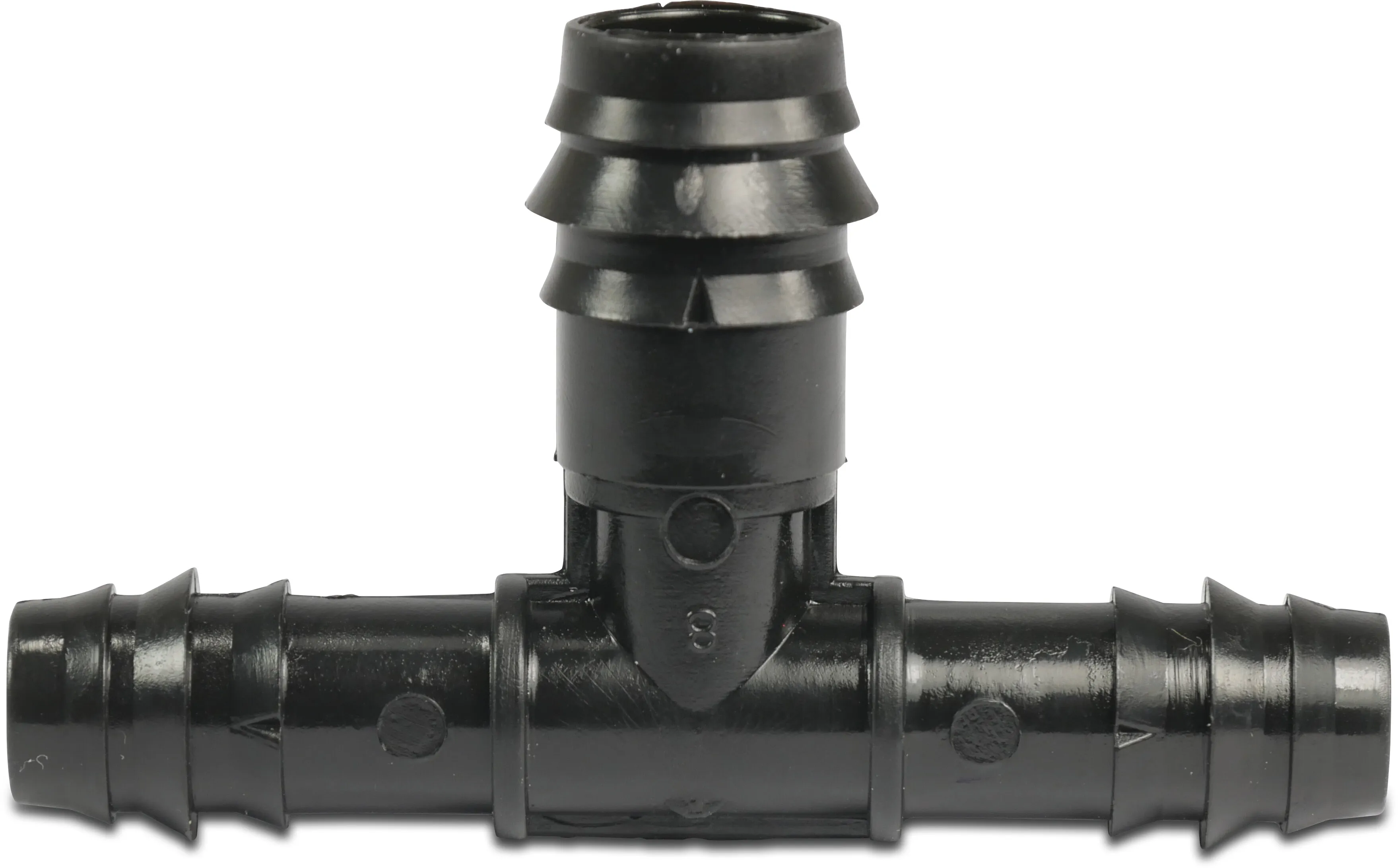 T-Stück 90° POM 16 mm x 20 mm x 16 mm Tülle 4bar Schwarz