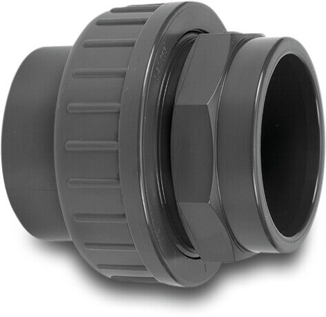 VDL Union coupler PVC-U 75 mm glue socket 10bar grey type A