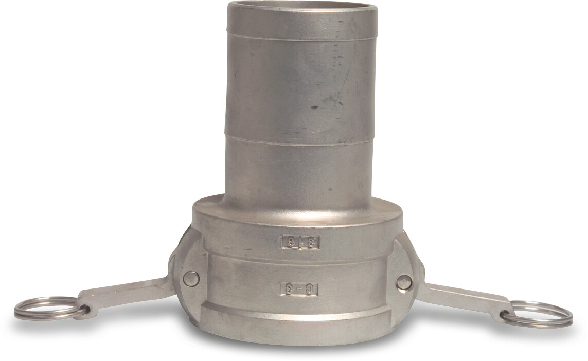 Lynkobling rustfri stål 316 1" x 25 mm hun-del Camlock x slangestuds 16bar type Camlock C