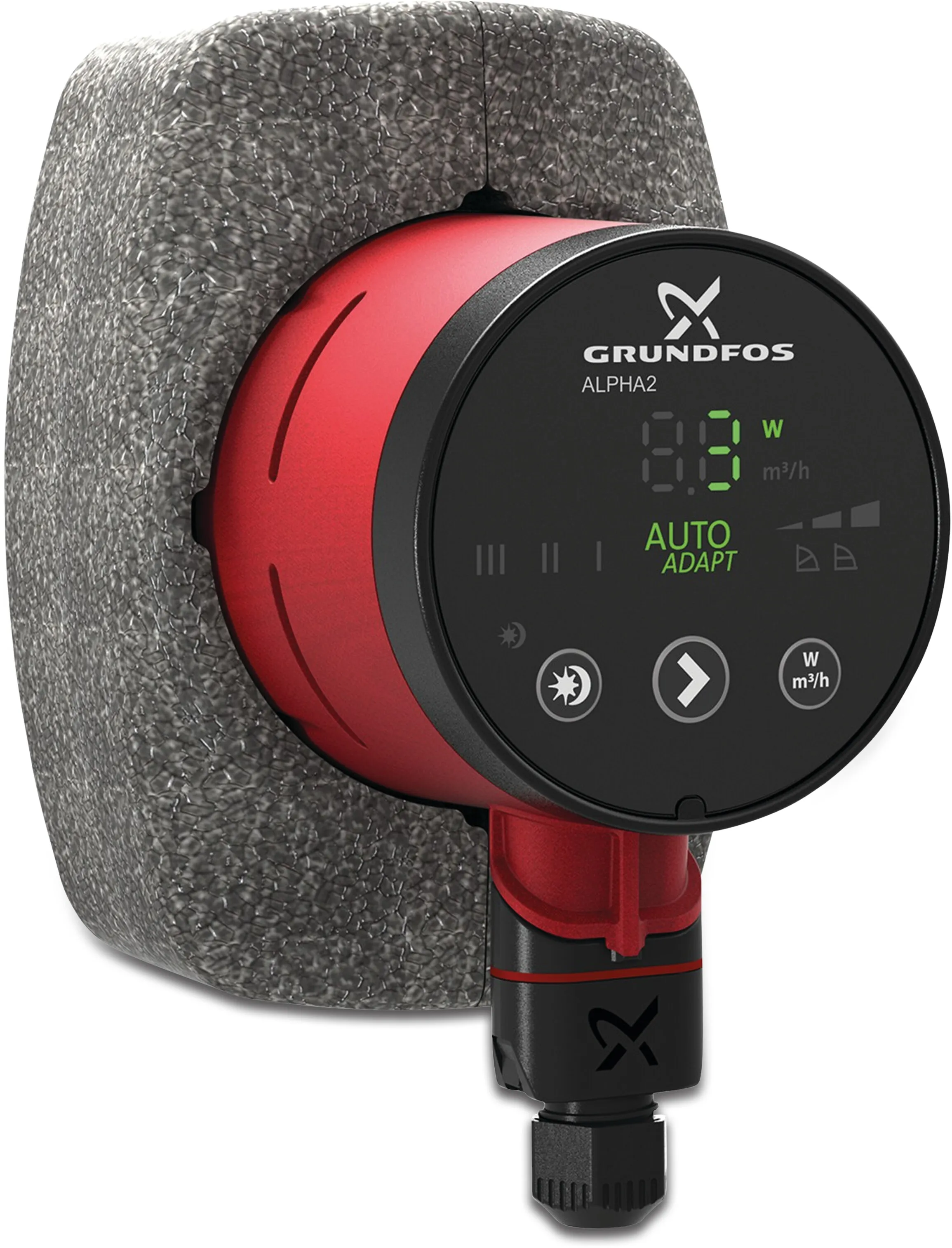 Grundfos Variable speed circulation pump cast iron 1 1/2" male thread 0.18A 230VAC black/red WRAS type Alpha2 25-40 (180)
