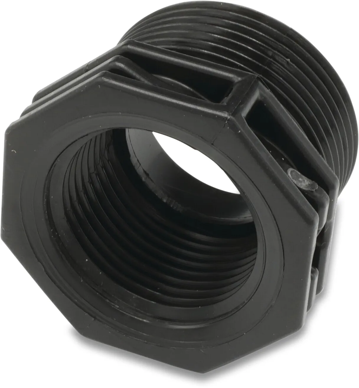 Reducer bush PP 1 1/4" x 1/2" male thread x female thread 10bar black