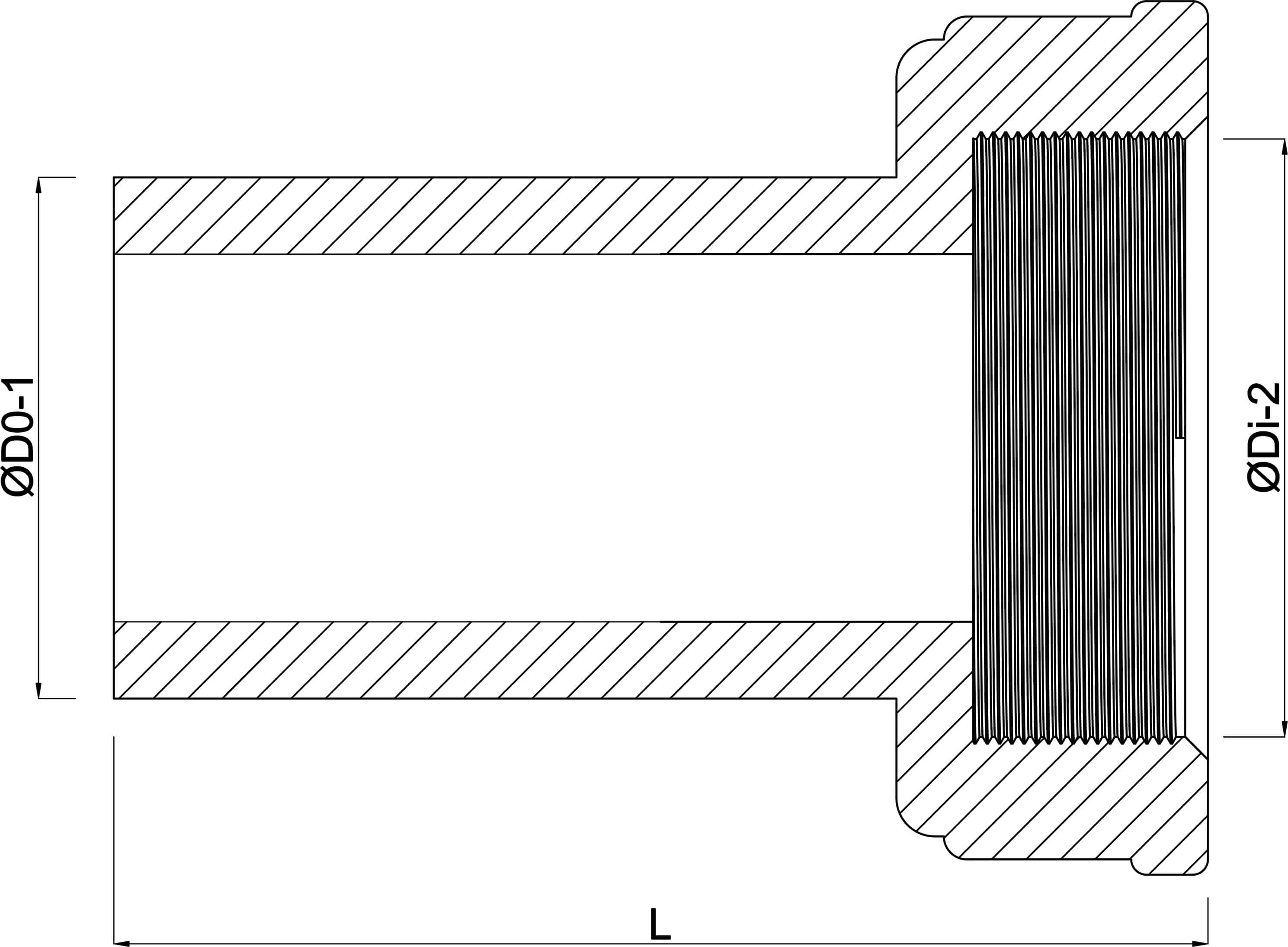 VDL 2/3 Verschraubung aus Rohr hergestellt PVC-U 63 mm x 2 1/2" Stutzen x Überwurfmutter IG 10bar Grau
