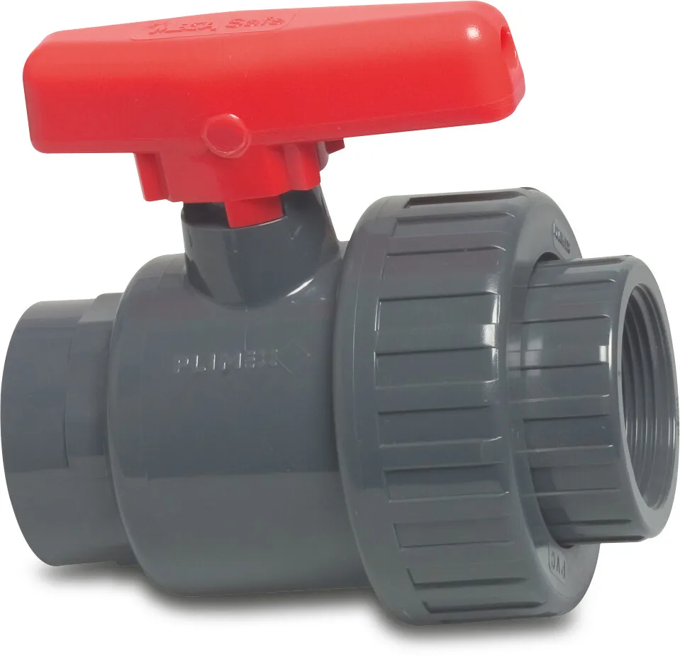 Profec Ball valve PVC-U 1" female thread 10bar DN25 grey type Safe 550