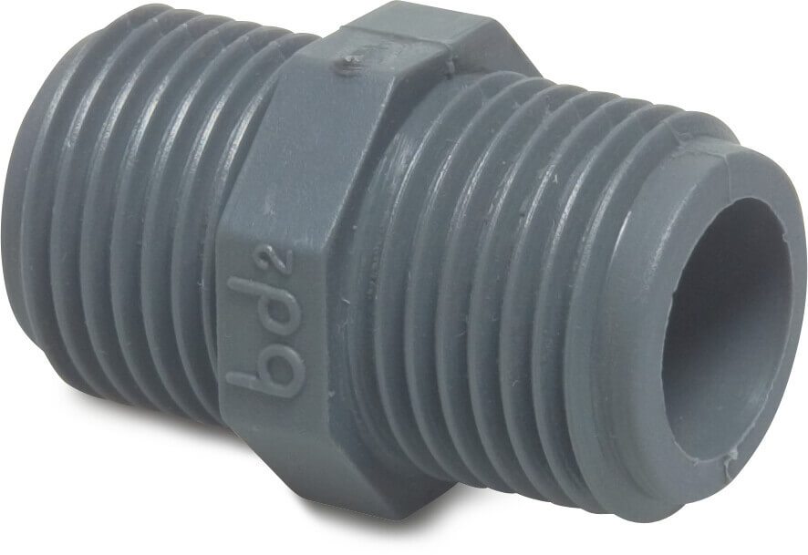 Nipple PP 1 1/2" male thread 10bar grey