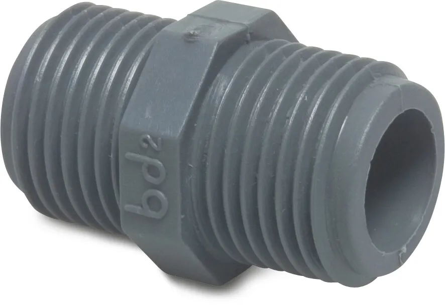 Nipple PP 1 1/2" male thread 10bar grey