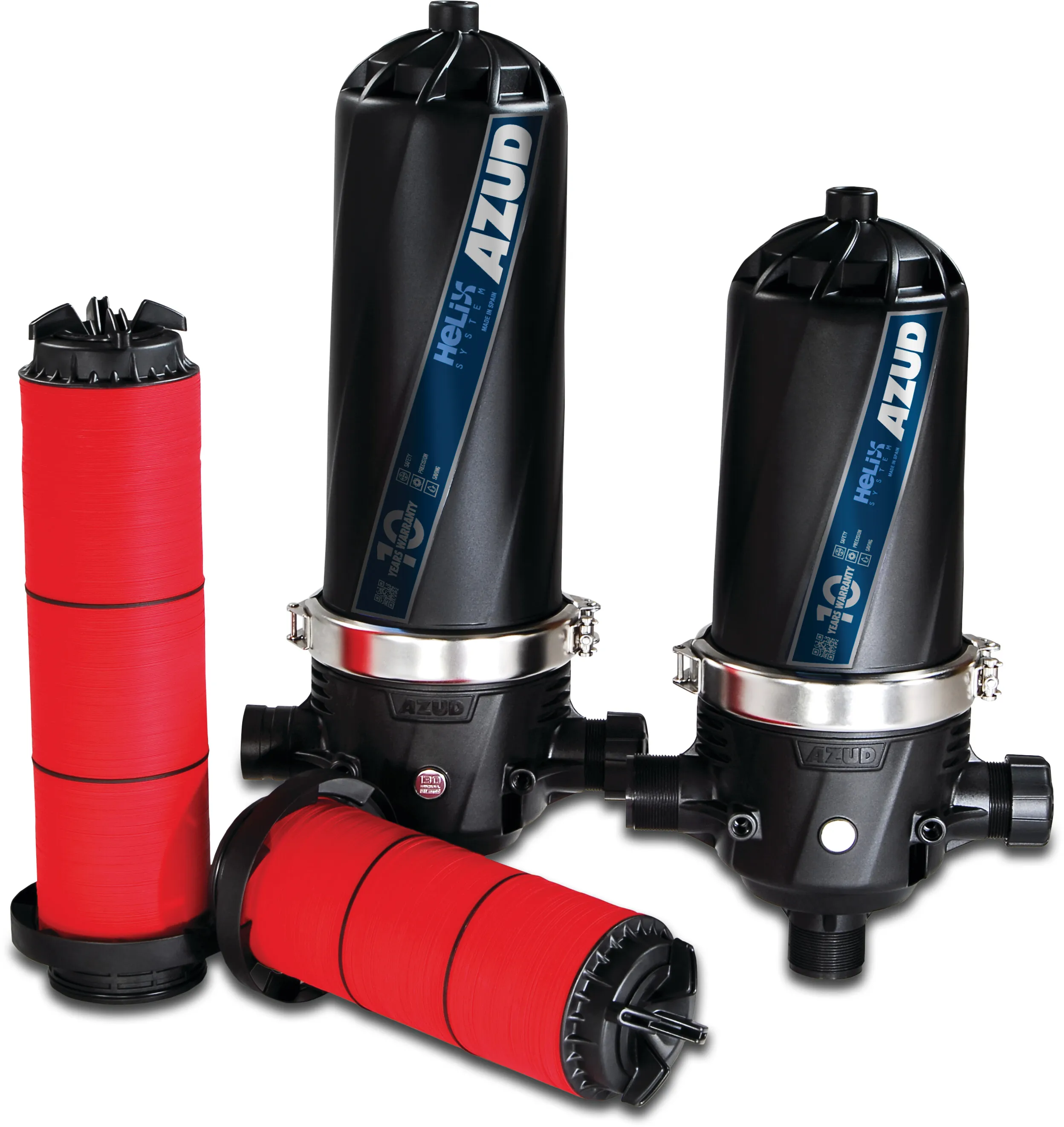 Azud Inline Helixfilter glasfaserverstärktes Nylon 2" Victaulic x Außengewinde x Victaulic 10bar 130micron Disk/Scheiben Schwarz Typ 2NW