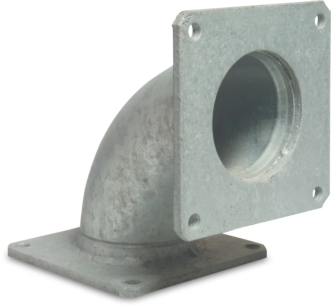 Bend 90° steel galvanised 5" square flange