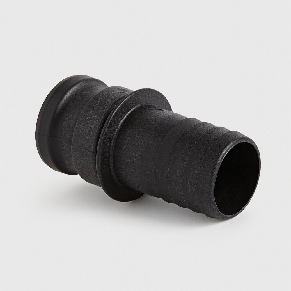 Quick coupler PP 1" x 25 mm male part Camlock x hose tail 7,5bar black type Camlock E