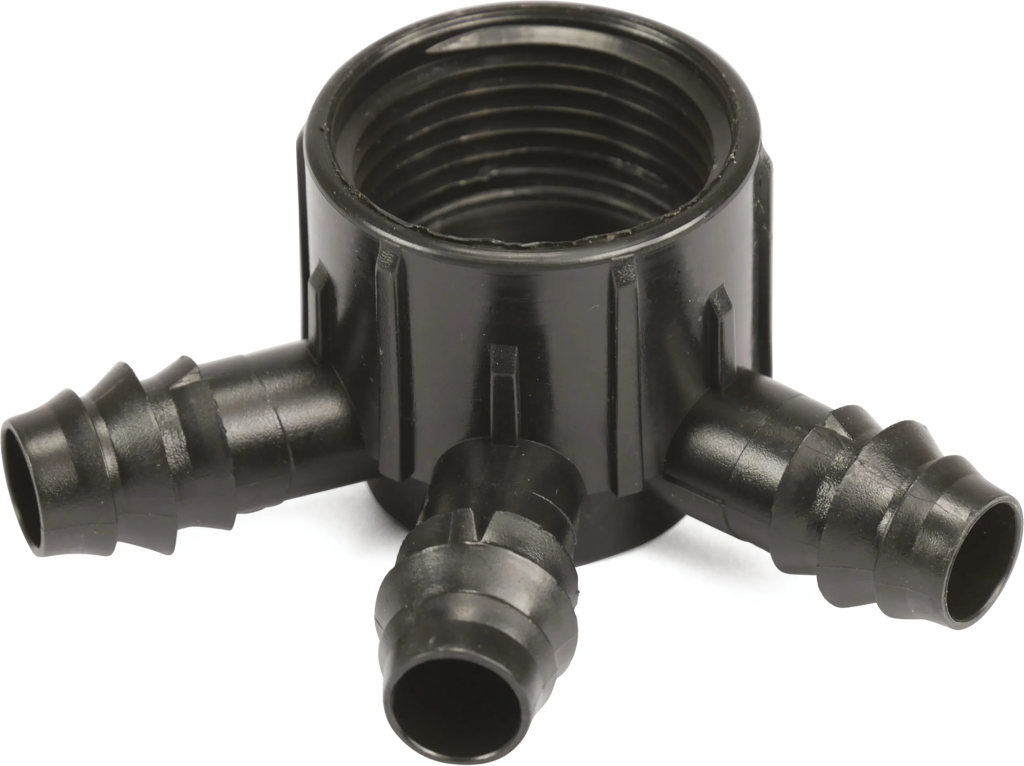 3-Wege Verteiler POM 16 mm x 1" Tülle x Innengewinde 4bar Schwarz