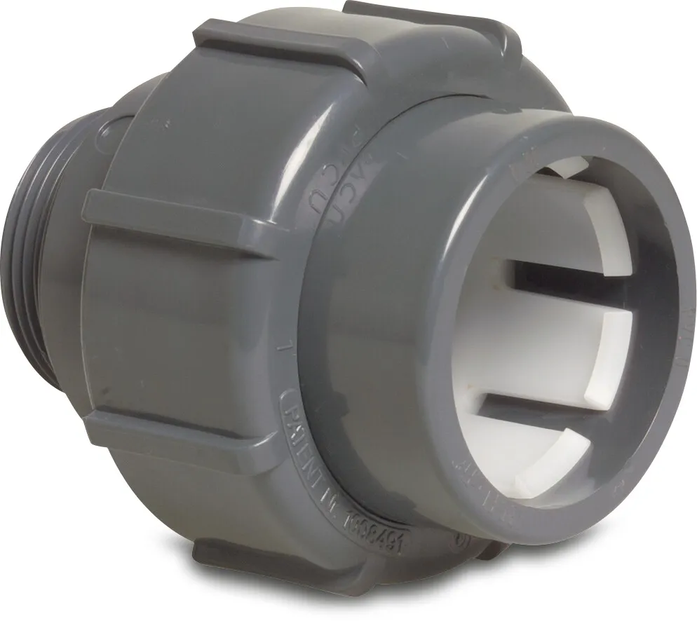 Adaptor socket PVC-U 50 mm x 2" compression x male thread 4bar grey