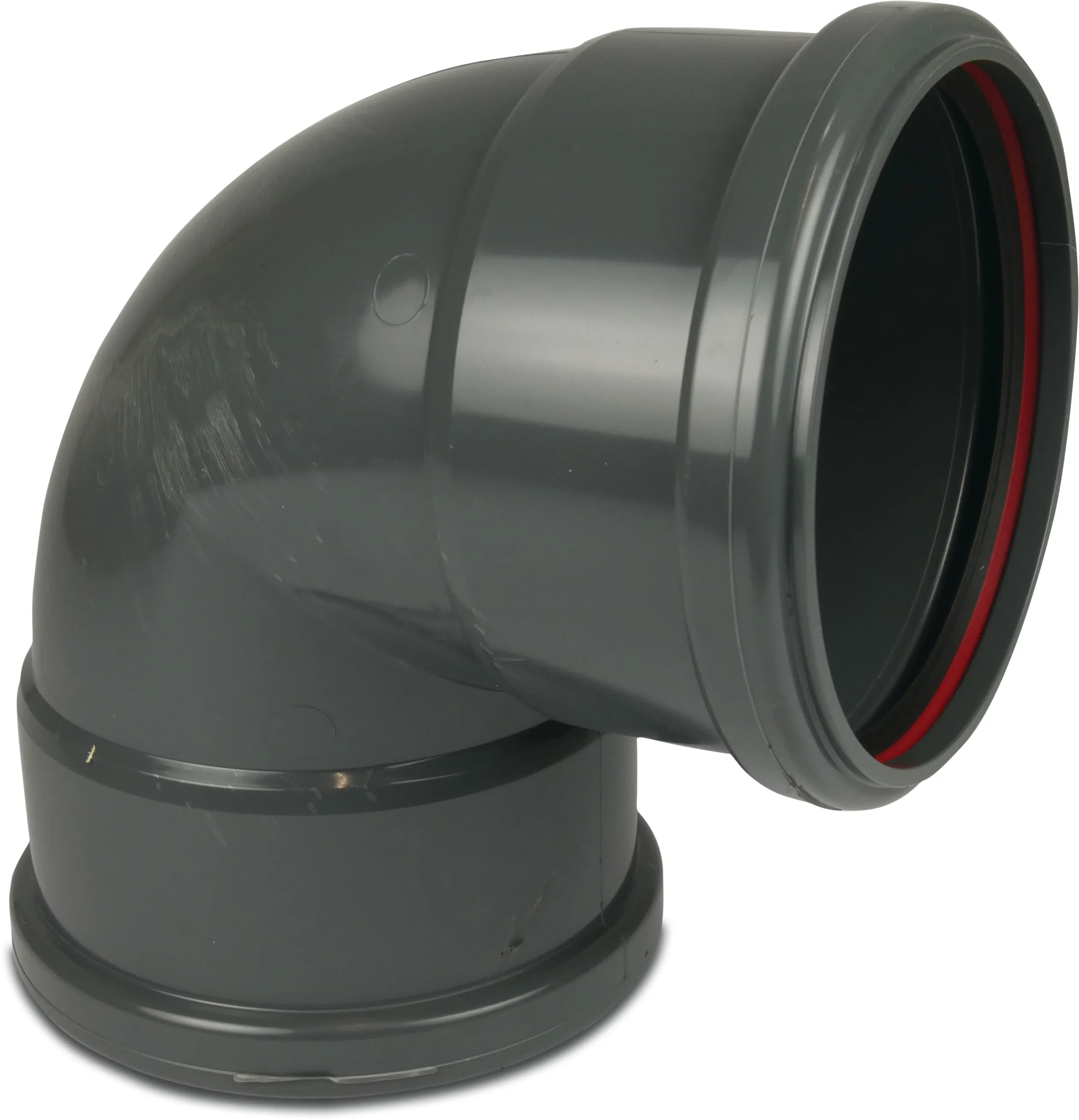 Drainage bend 87° PVC-U 315 mm SN4 ring seal DN315 grey KOMO/BENOR short